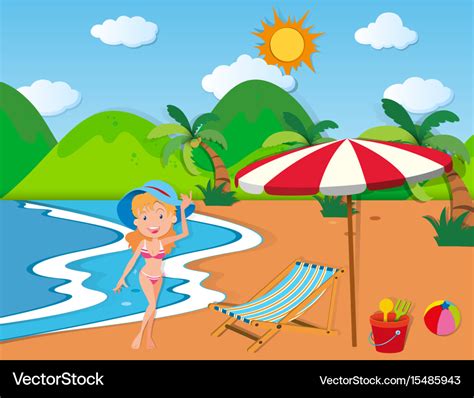 Woman In Bikini On The Beach Royalty Free Vector Image