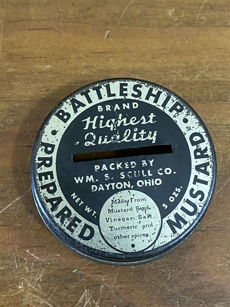 Battleship Prepared Mustard Dayton Ohio 5 Oz Barrel Shape Jar Bank Ebay