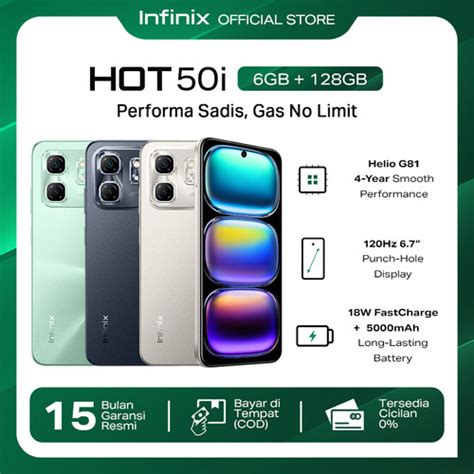 Promo Infinix Hot 50i 6 128GB Up To 12GB Extended RAM Helio G81 6