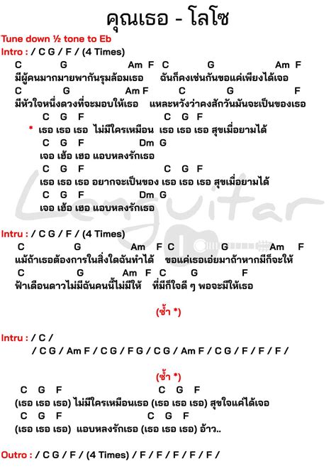 คอร์ดเพลง คุณเธอ โลโซ คอร์ดเพลงง่ายๆ Lenguitar