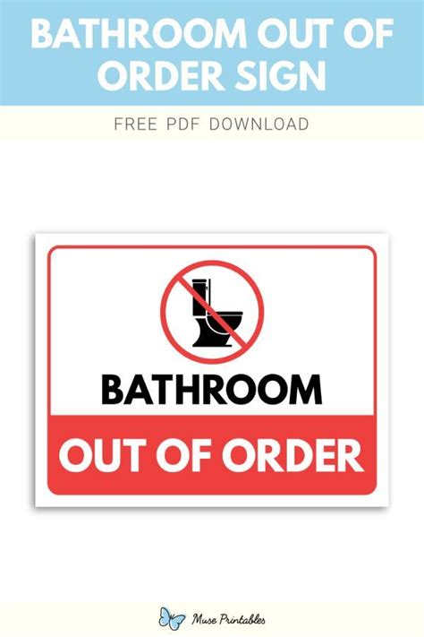 Free Printable Bathroom Out Of Order Sign Template In Pdf Format