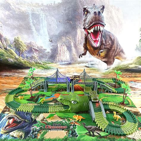 Dinossauro Carro de brinquedo ferroviário crianças pista de corrida