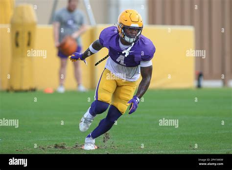 March 25 2023 Lsus Harold Perkins Jr 4 Runs Through A Drill During Spring Football