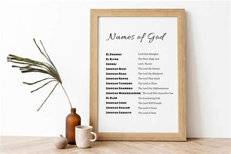 Names of God, Jehovah Jireh, Jehovah Shalom, Printable Christian Wall ...