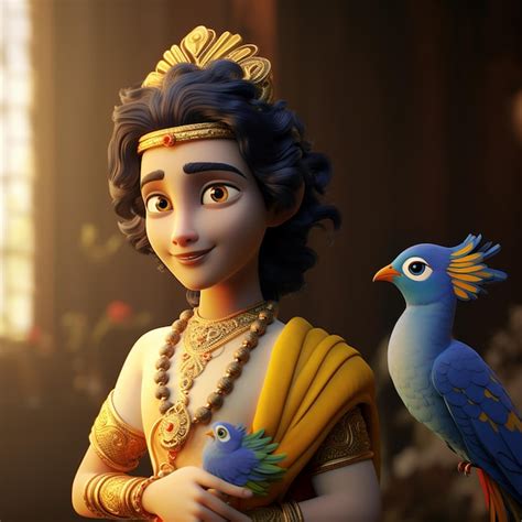 Premium AI Image | Krishna 3D Cartoon Animation Bringing Mythology to ...