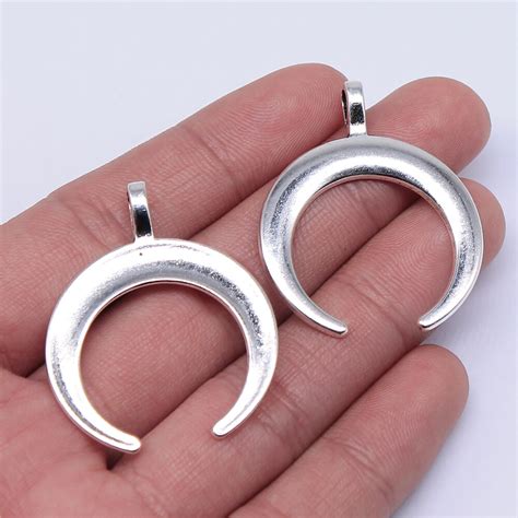 Wysiwyg 4pcs 40x33mm Crescent Moon Charm Horn Pendants For Jewelry