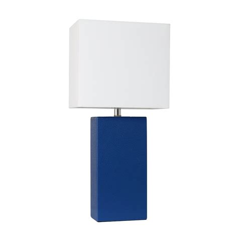 Lalia Home 21 In Blue Lexington Leather Base Modern Table Lamp With