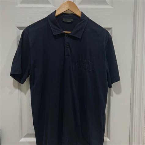 Prada Shirts Mens Prada Button Up Shirt Top Polo Navy Blue Poshmark