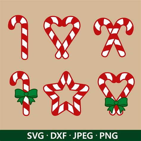 Christmas Candy Svg Candy Cane Svg Bundle Christmas Clipart Candy Cane With Bow Svg Holiday