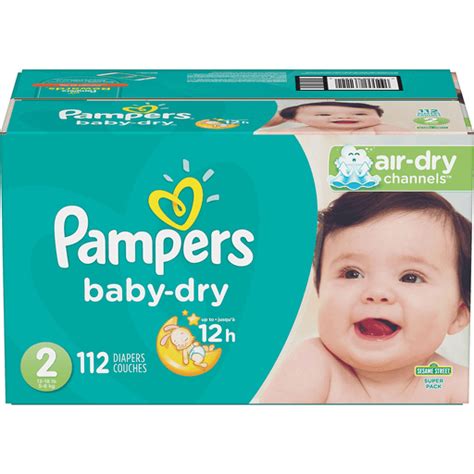 Pampers Baby Dry Diapers, Sesame Street, 2 (12 18 Lb), Super Pack ...