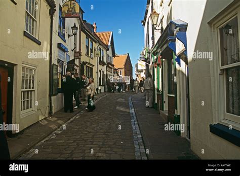 Whitby North Yorkshire Uk September Looking Up One Of The Very Narrow