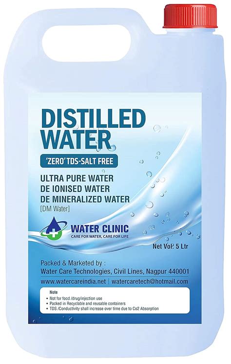 Water Clinic Ultra Pure Di Ionised Distilled Water For Battery Inverter