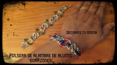 Pulsera Coraz N De Alambrismo Y Abalorios Youtube