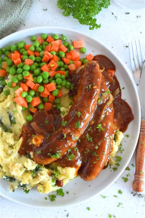 Bangers and Mash with Homemade Onion Gravy - Lord Byron's Kitchen