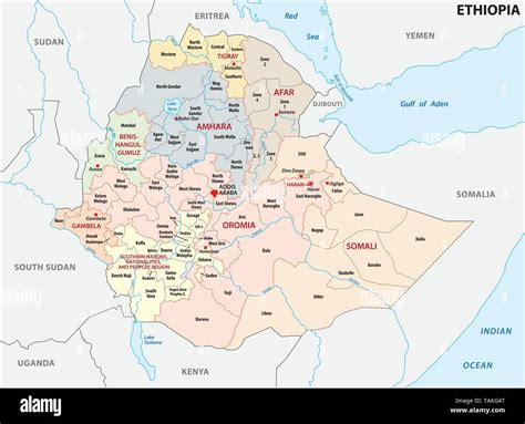 Ethiopia Administrative And Political Map Stock Vector Image Art Alamy