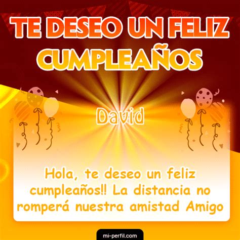 Te Deseo Un Feliz Cumplea Os David