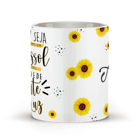 Caneca Girassol Personalizada Nome