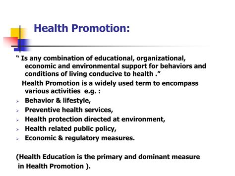 Ppt Health Education And Health Promotion Powerpoint Presentation