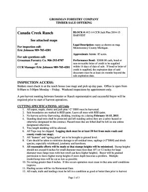 Fillable Online Canada Creek Ranch Block Grossman Forestry Fax Email