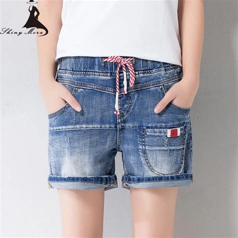 New Arrival Summer Women Shorts Jeans 2017 Fashion Mid Waist Elastic