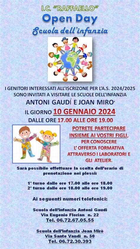 OPEN DAY SCUOLA DELLINFANZIA MIRO E GAUDI Istituto Comprensivo