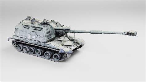 Destroyed 2S19 Msta 152 Mm Self Propelled Howitzer M1990 Farm 3D Model