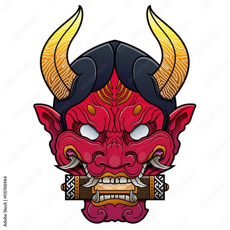 japanese demon mask Stock Vector | Adobe Stock