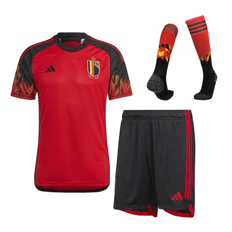 Men S Replica Belgium Home Soccer Jersey Whole Kit Jersey Shorts Socks