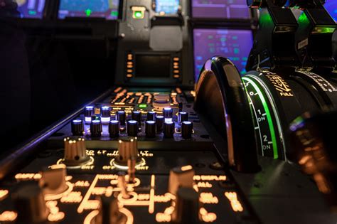 Night Flight Deck View On Airbus 320 Instruments Stock Photo - Download ...