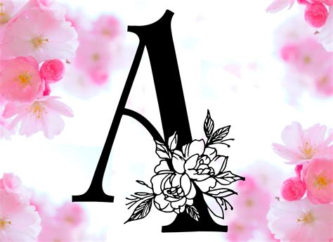 Floral Letter A Svg Floral Monogram Svg Floral Letter A Etsy Floral