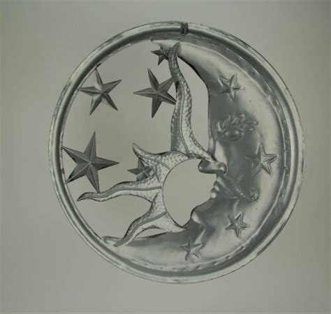 Bronze And Antique Silver Metal Art Sun Moon And Stars Indoor Outdoor