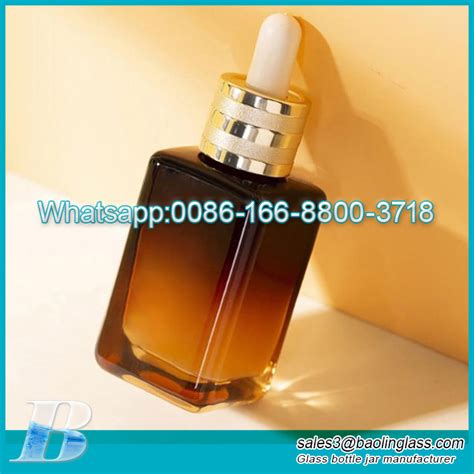 75ml Square Amber Serum Glass Bottle Essential Oil Dropper Bottle