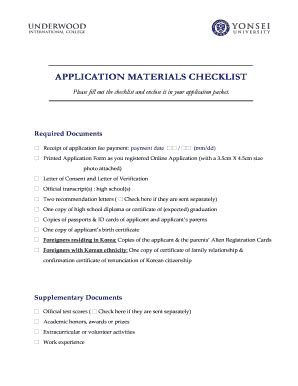 Fillable Online Uic Yonsei Ac Please Fill Out The Checklist And Enclose