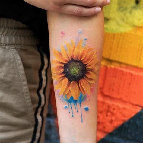 Watercolor Sunflower Tattoo Designs Ideas And Meaning Tattoos For You