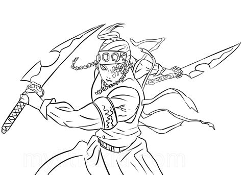 Demon Slayer Tengen Uzui Face Coloring Pages Coloriages Tengen Uzui ...