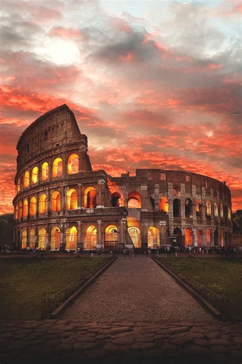 Burning Colosseo Uno Sfondo Dedicato Al Colosseo Di Roma Con Colori