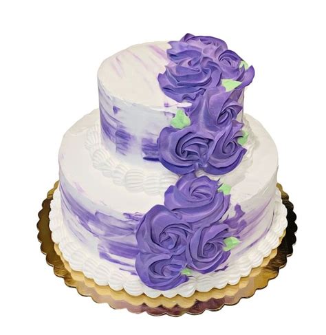 DEZICAKES Fake Wedding Cake Purple White Two Tier Cake Prop