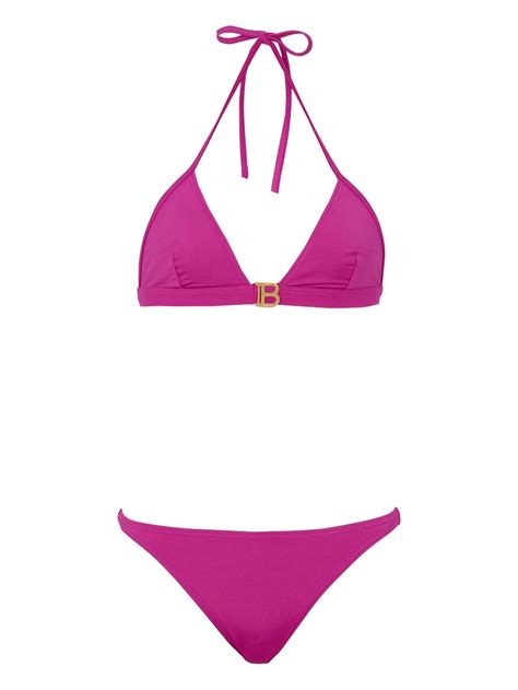 Balmain B Plaque Triangle Bikini Set Farfetch