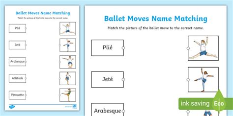 Ballet Moves Name Matching Activity Teacher Made Twinkl