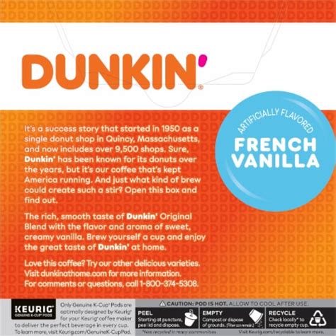 Dunkin French Vanilla K Cup Coffee Pods Ct Smiths Food And Drug