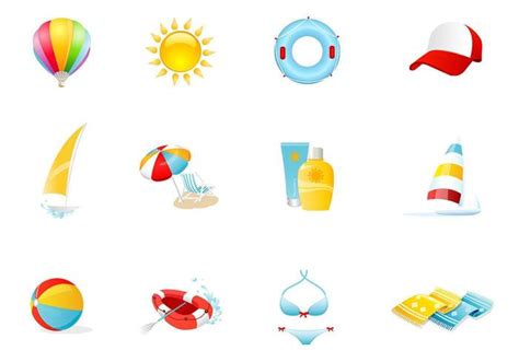 Beach Icons Vector Pack 48153 Vector Art at Vecteezy