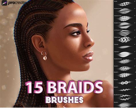 Procreate Braids Brushes Procreate Realistic Hair Brush Etsy Hair