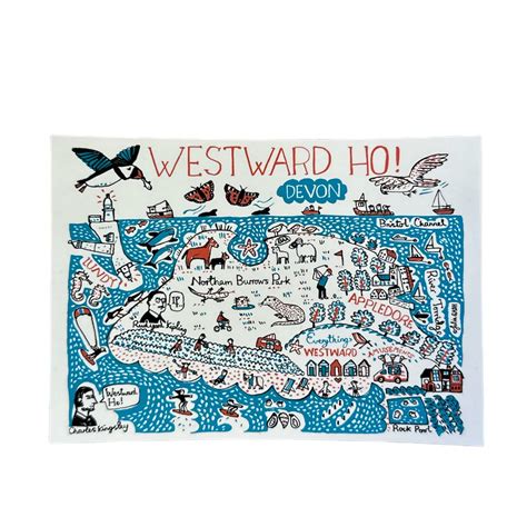 Westward Ho! Map Postcard - everythingwestward.co.uk