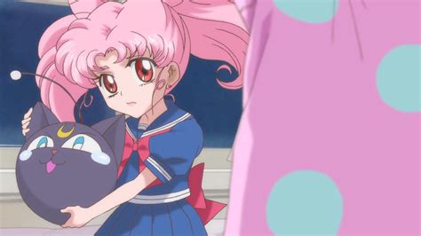 Sailor Moon Crystal Act 17 – Chibiusa in her incorrect coloured uniform with Luna-P | Sailor ...