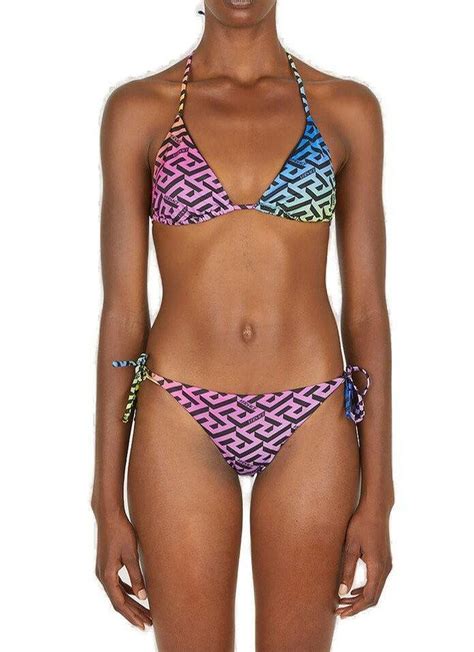 Rainbow Greca Triangle Bikini Top Editorialist