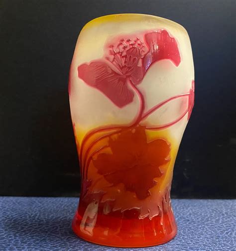 Proantic Galle Vase En Verre Multicouche D Gag L Acide Papav