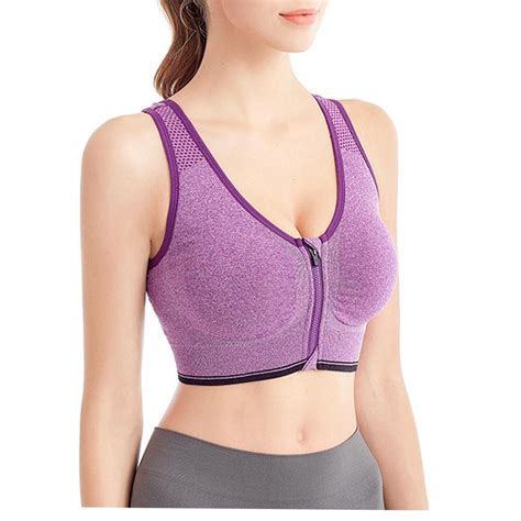 Cheap Front Zipper Sports Bra Professional Shockproof Breathable No