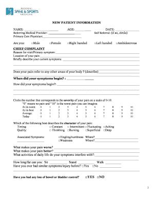 Fillable Online New Patient Intake Form Pdf File Redding Spine And