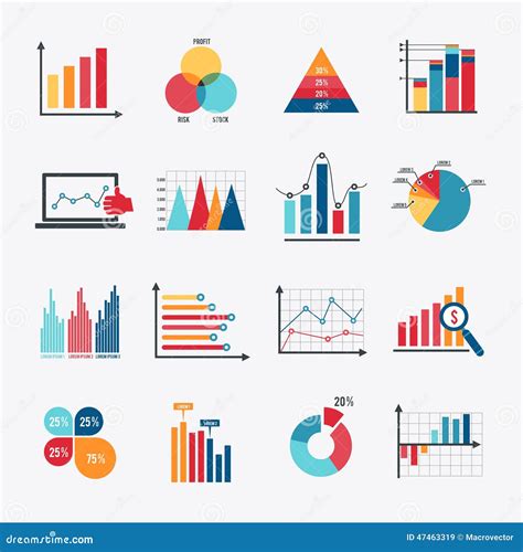 Business Chart Icons Set Flat Stock Vector Image 47463319