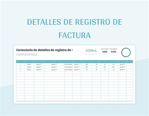 Plantilla de Excel Detalles De Registro De Factura y Hoja de Cálculo de